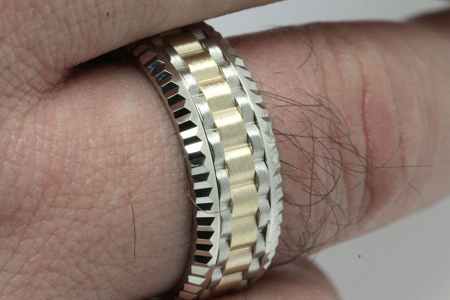 9mm Gold Massive Faceted Edge Wedding Band for Men | AT-0017