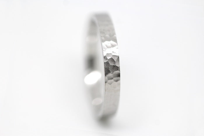 3mm Hammered Wedding Band for Men and Women Flat in 925 Sterling Silver | AT-0018