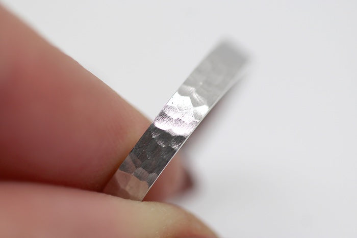 3mm Hammered Wedding Band for Men and Women Flat in 925 Sterling Silver | AT-0018