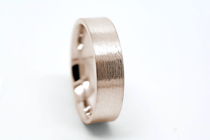 solid rose gold wedding ring for men and women with flat deep brush finish