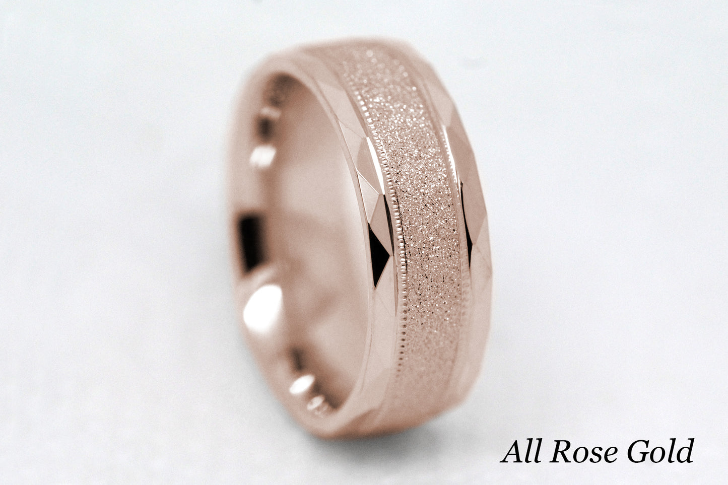 6mm Gold Wedding Band for Men and Women Sparkly Faceted Stardust | AT-0021