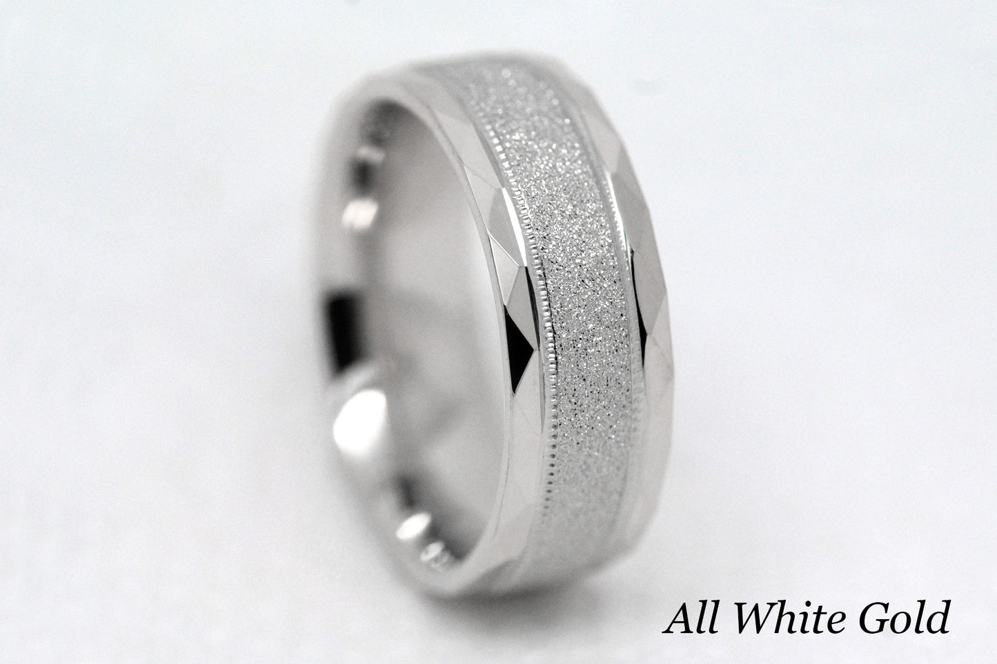 6mm Gold Wedding Band for Men and Women Sparkly Faceted Stardust | AT-0021