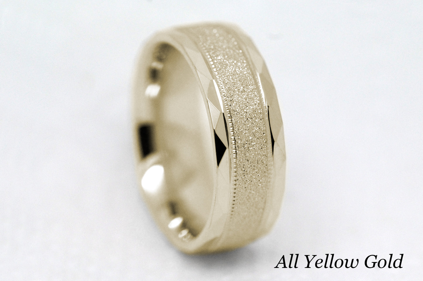 6mm Gold Wedding Band for Men and Women Sparkly Faceted Stardust | AT-0021