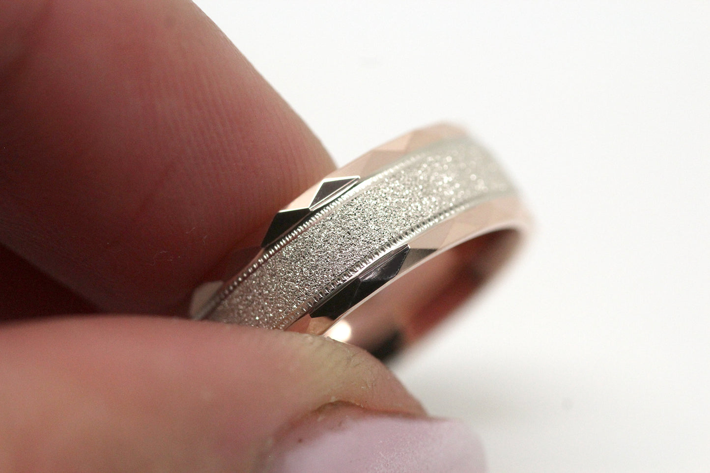 6mm Gold Wedding Band for Men and Women Sparkly Faceted Stardust | AT-0021