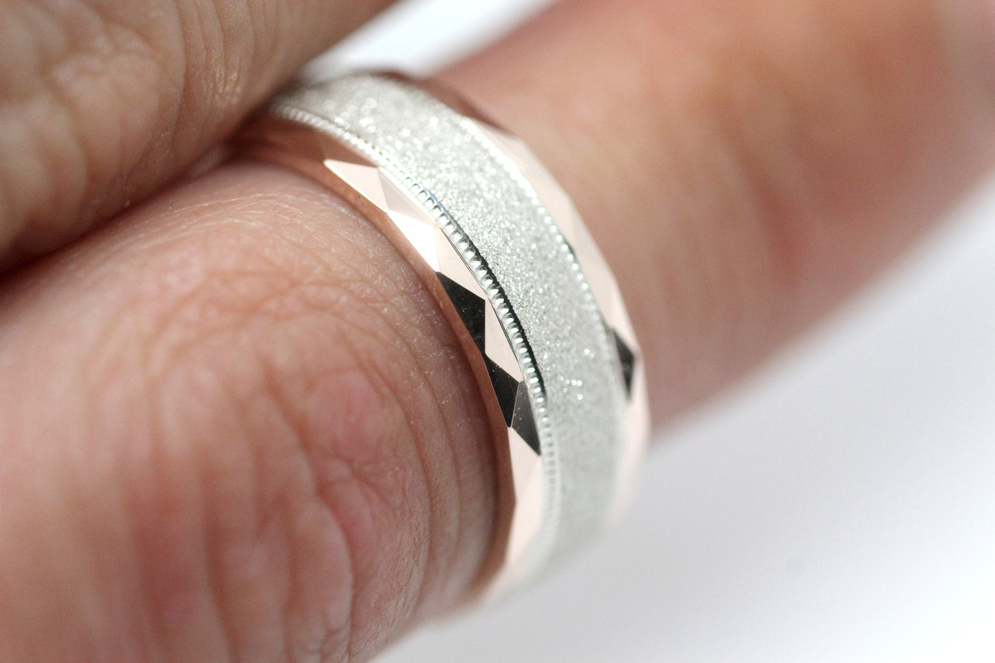 6mm Gold Wedding Band for Men and Women Sparkly Faceted Stardust | AT-0021