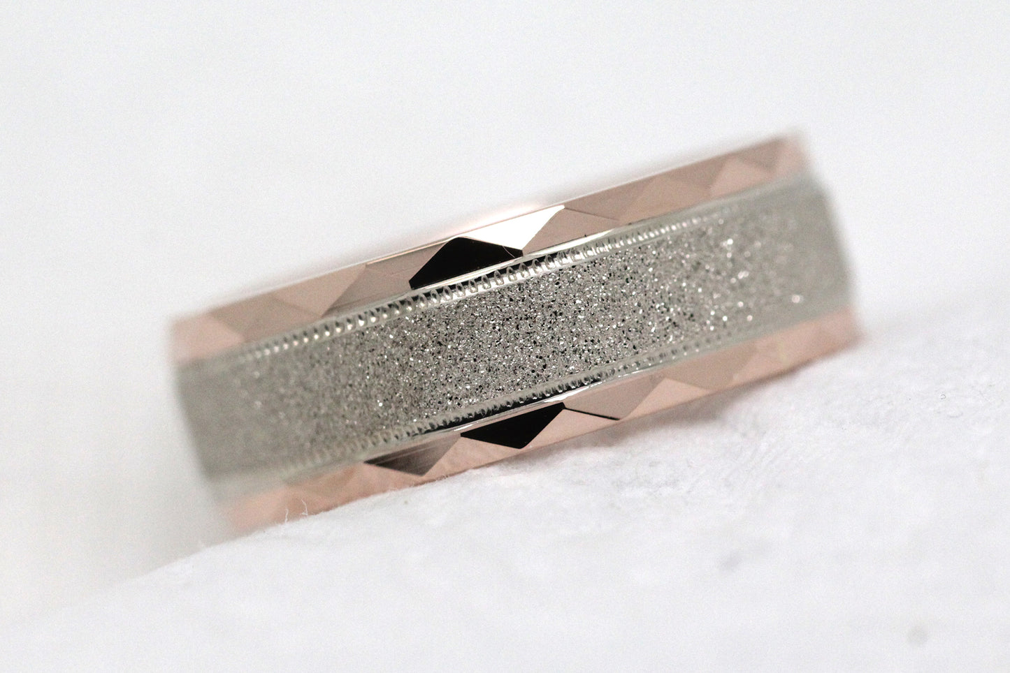 6mm Gold Wedding Band for Men and Women Sparkly Faceted Stardust | AT-0021