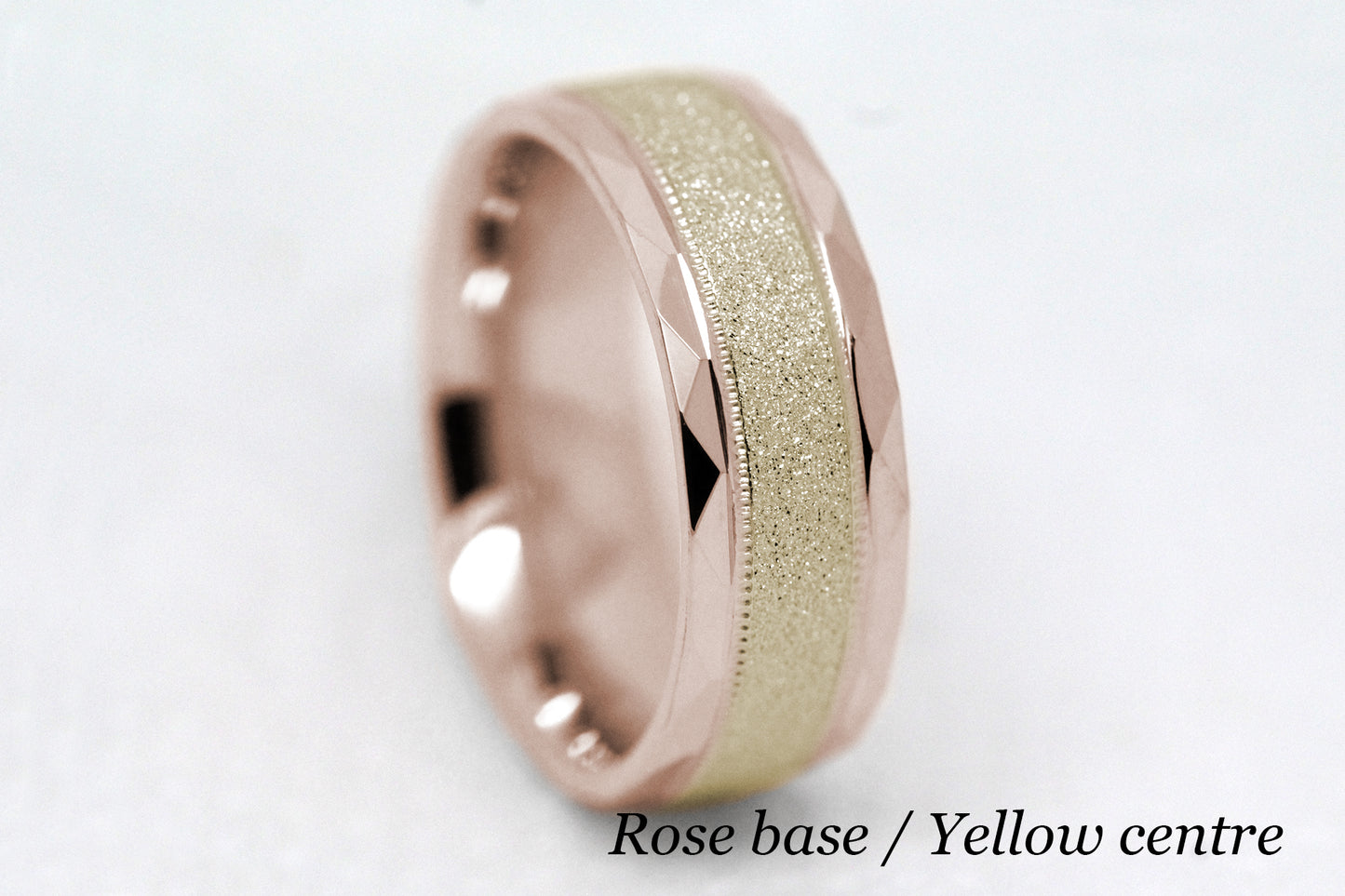 6mm Gold Wedding Band for Men and Women Sparkly Faceted Stardust | AT-0021