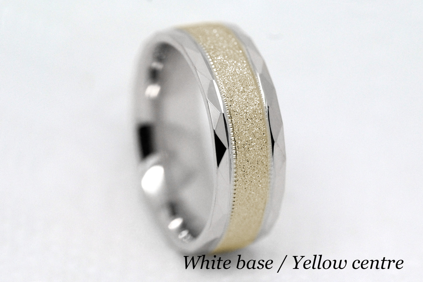 6mm Gold Wedding Band for Men and Women Sparkly Faceted Stardust | AT-0021