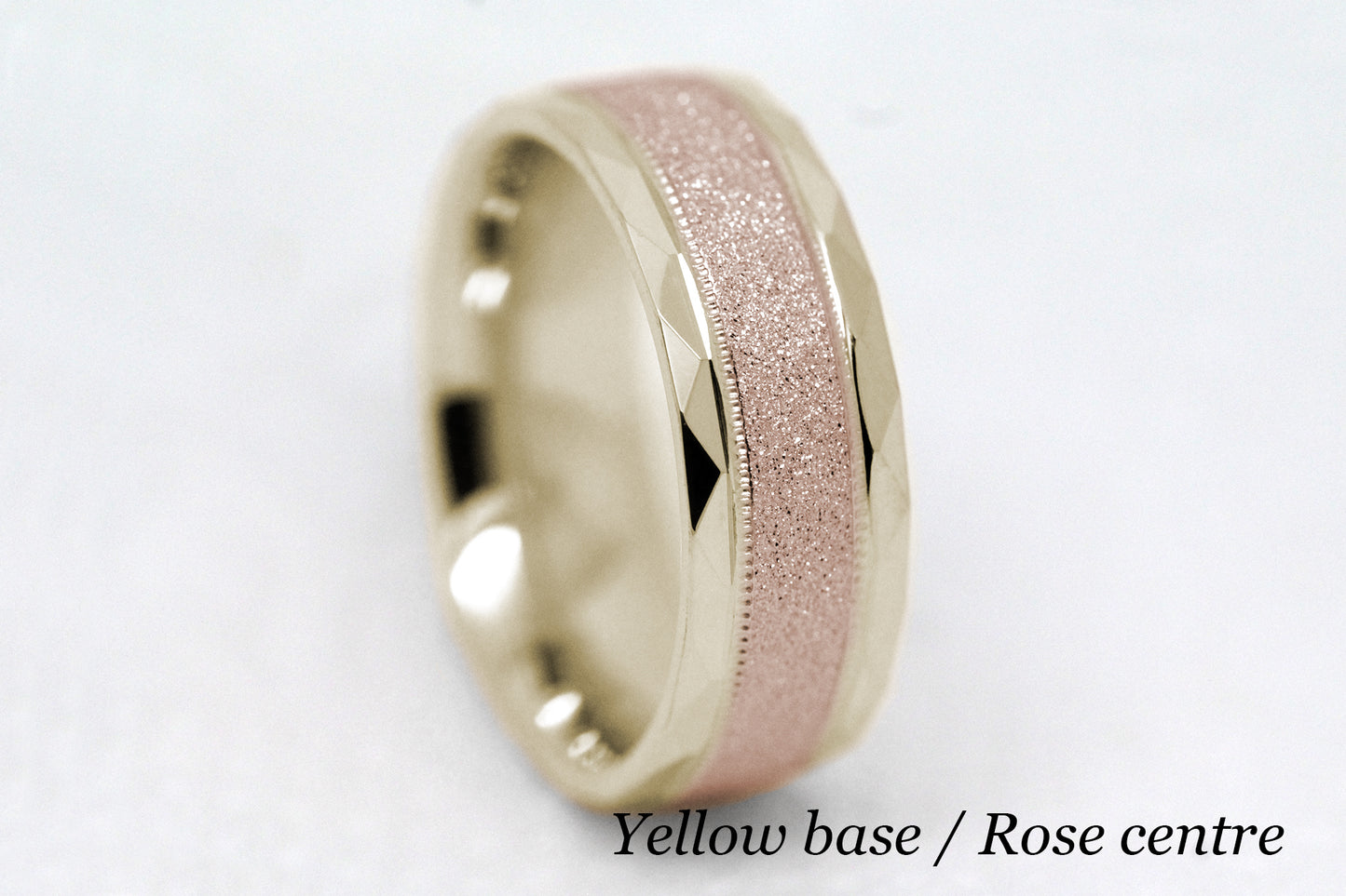6mm Gold Wedding Band for Men and Women Sparkly Faceted Stardust | AT-0021