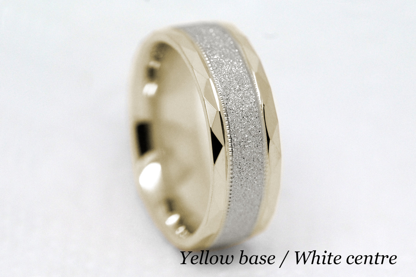 6mm Gold Wedding Band for Men and Women Sparkly Faceted Stardust | AT-0021