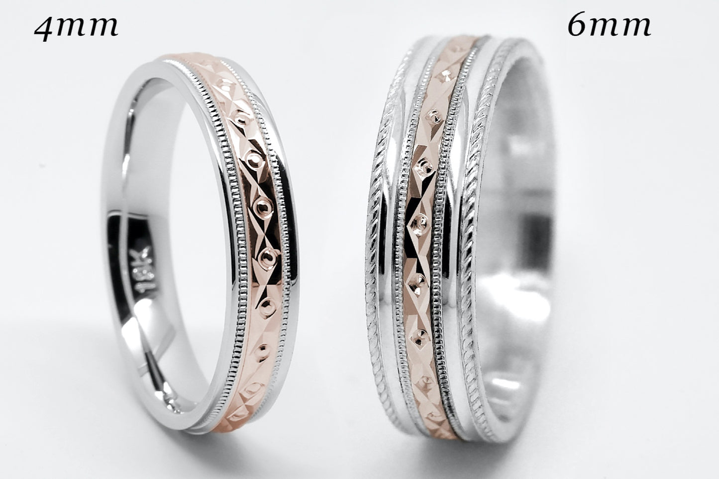 6mm Gold Wedding Band for Men and Women Faceted Double Milgrain | T-0031