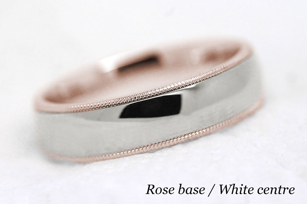 6mm Gold Classic Wedding Band for Men and Women Low Dome Polish Milgrain | AT0026