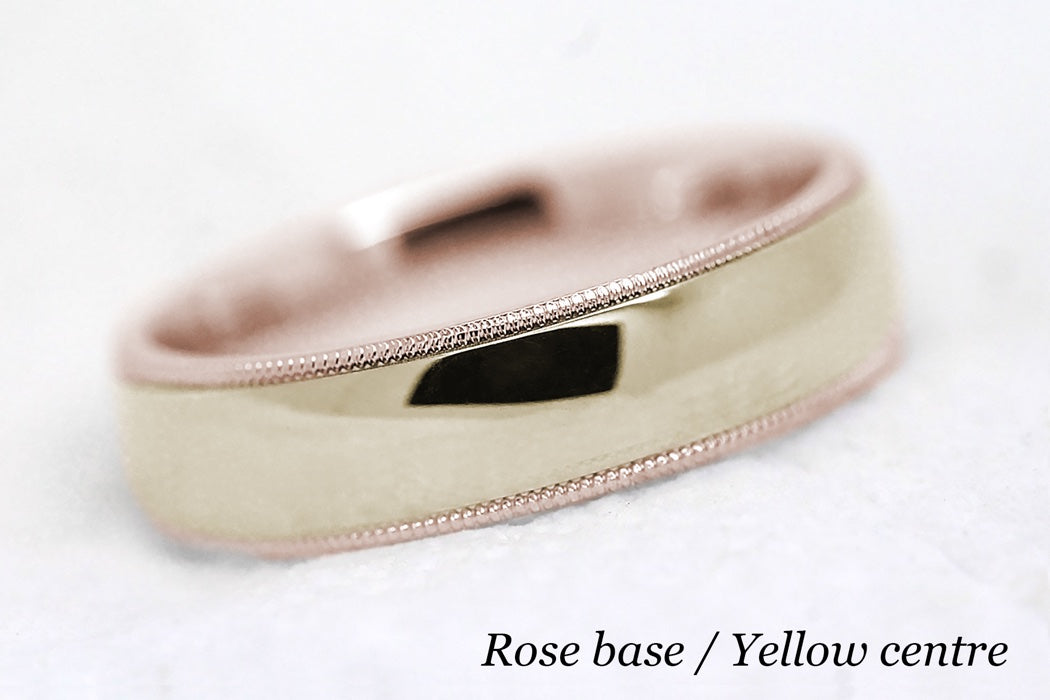 6mm Gold Classic Wedding Band for Men and Women Low Dome Polish Milgrain | AT0026