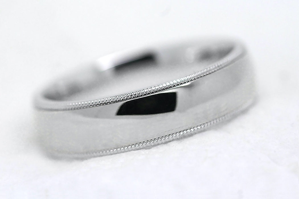 6mm 925 Silver Wedding Band for Men and Women Low Dome Polished Milgrain | AT0026
