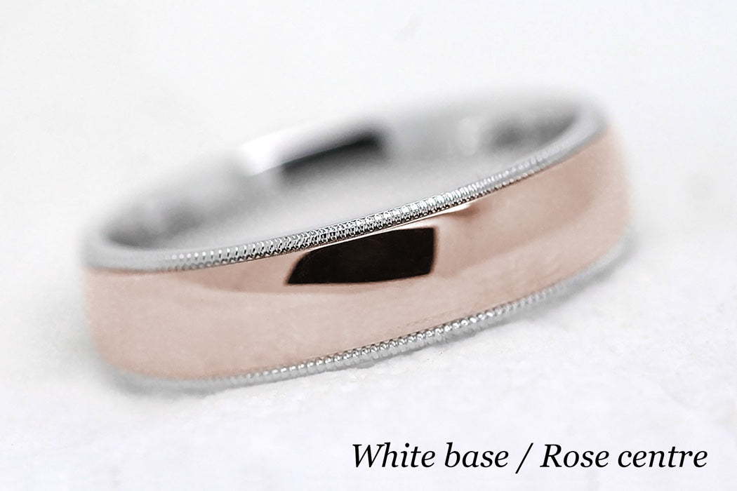 6mm Gold Classic Wedding Band for Men and Women Low Dome Polish Milgrain | AT0026