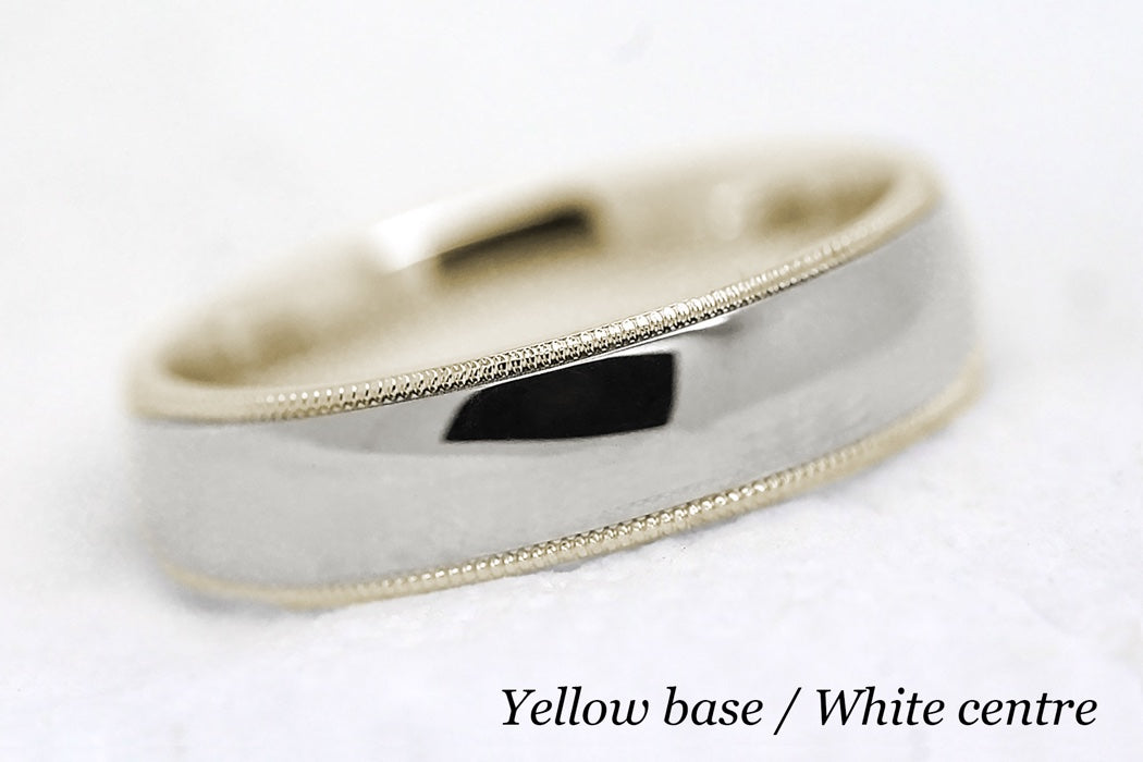 6mm Gold Classic Wedding Band for Men and Women Low Dome Polish Milgrain | AT0026