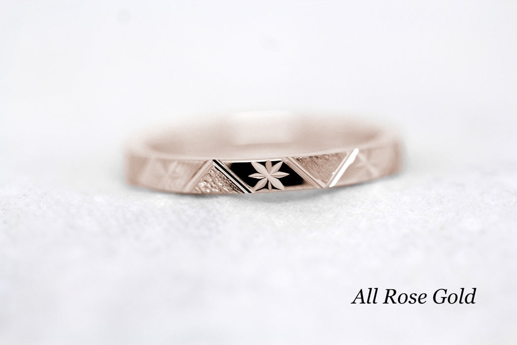2mm 10K 14K 18K Gold Women's Wedding Band Stars Mountains | This gold ring's design was inspired by nature, narrow band with mountains and stars. Great addition to you stackable rings or wear alone as wedding ring