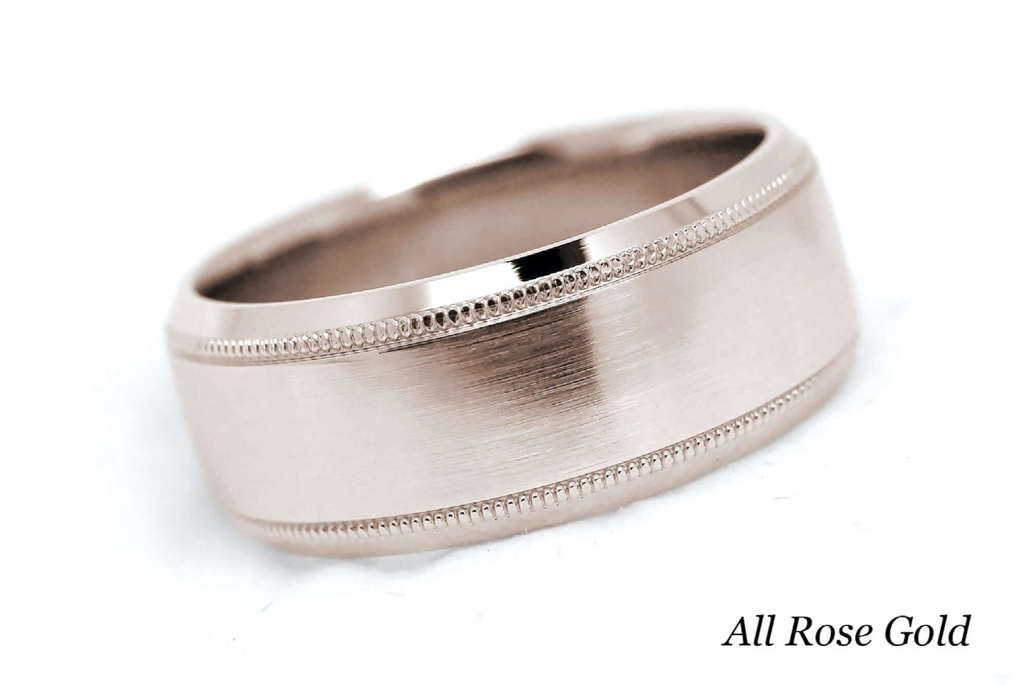 8mm Solid Gold Wedding Band for Men and Women Flat Beveled | T-0030