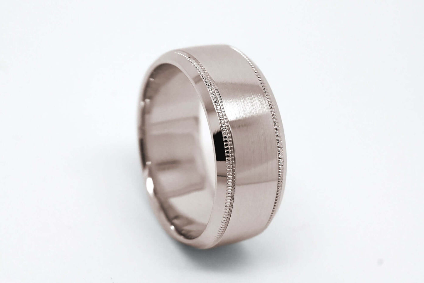 8mm Solid Gold Wedding Band for Men and Women Flat Beveled | T-0030