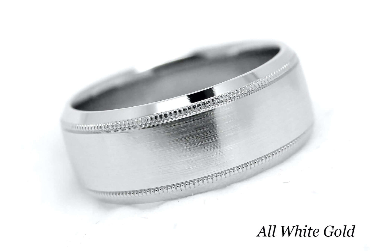 8mm Solid Gold Wedding Band for Men and Women Flat Beveled | T-0030