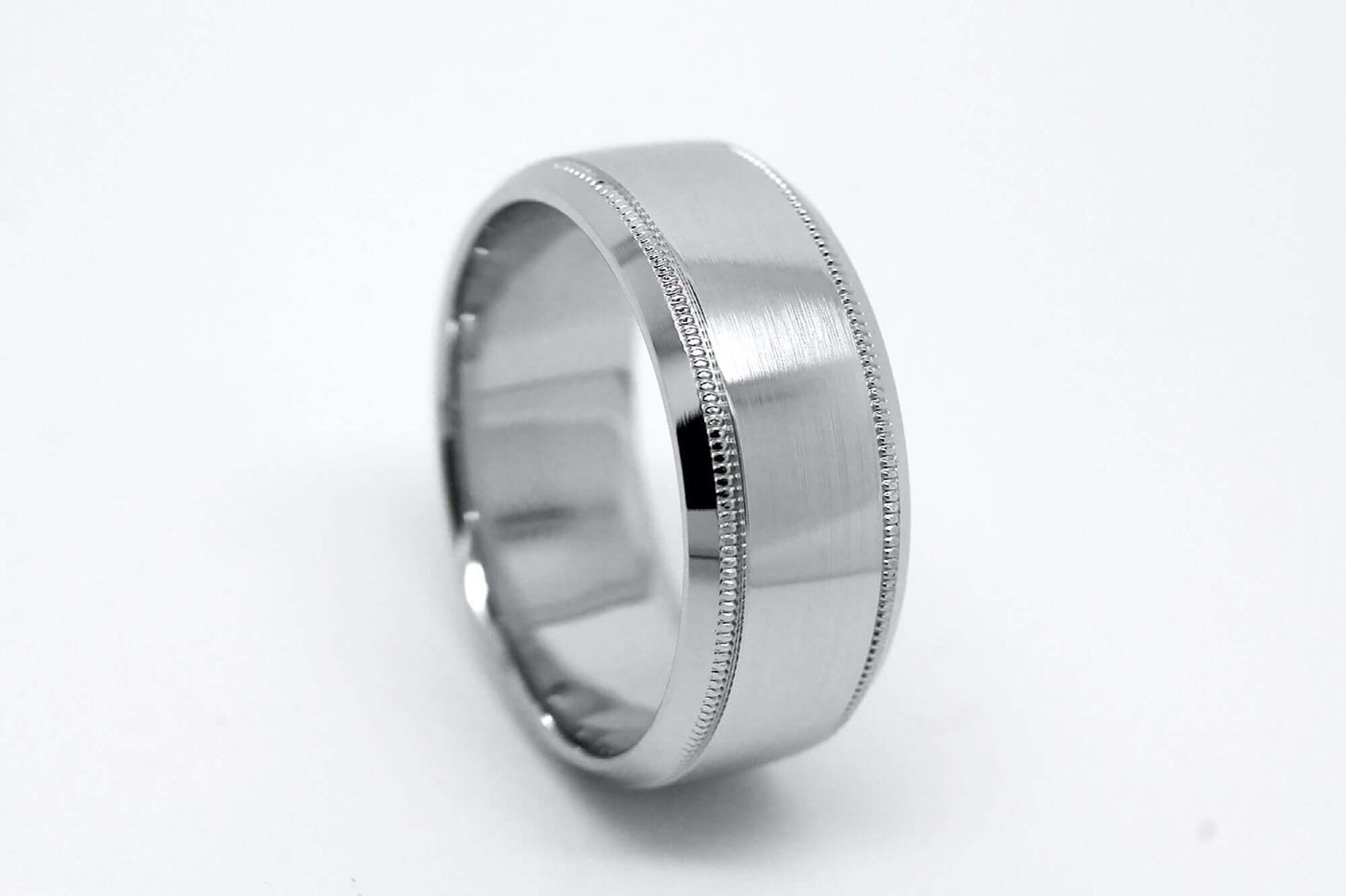 8mm Solid Gold Wedding Band for Men and Women Flat Beveled | T-0030