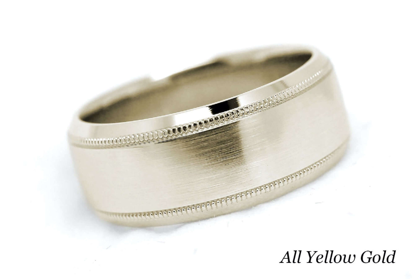 8mm Solid Gold Wedding Band for Men and Women Flat Beveled | T-0030