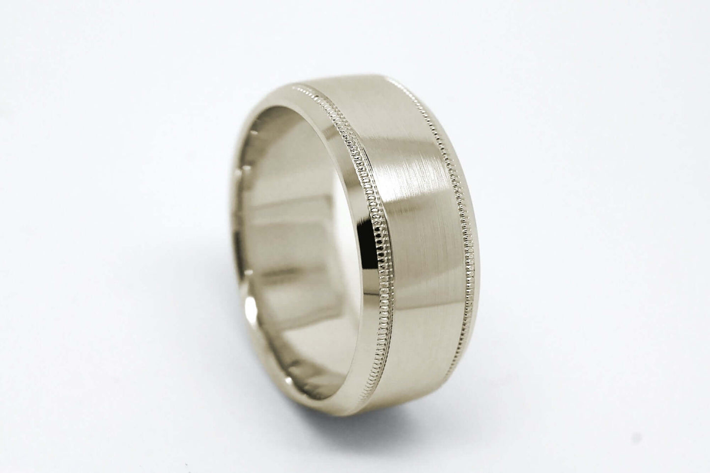 8mm Solid Gold Wedding Band for Men and Women Flat Beveled | T-0030