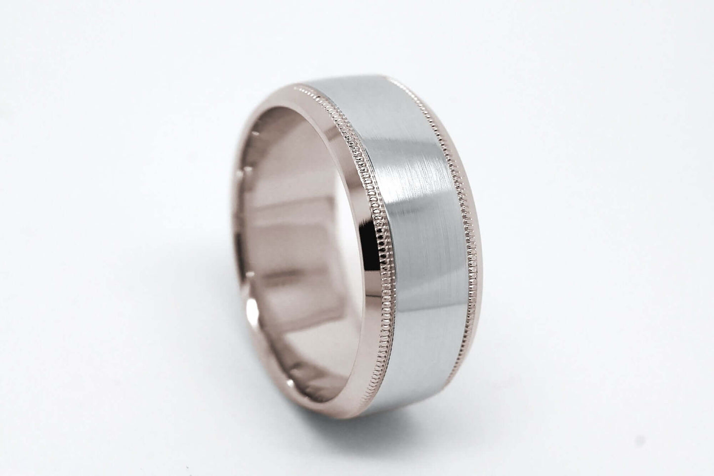 8mm Solid Gold Wedding Band for Men and Women Flat Beveled | T-0030