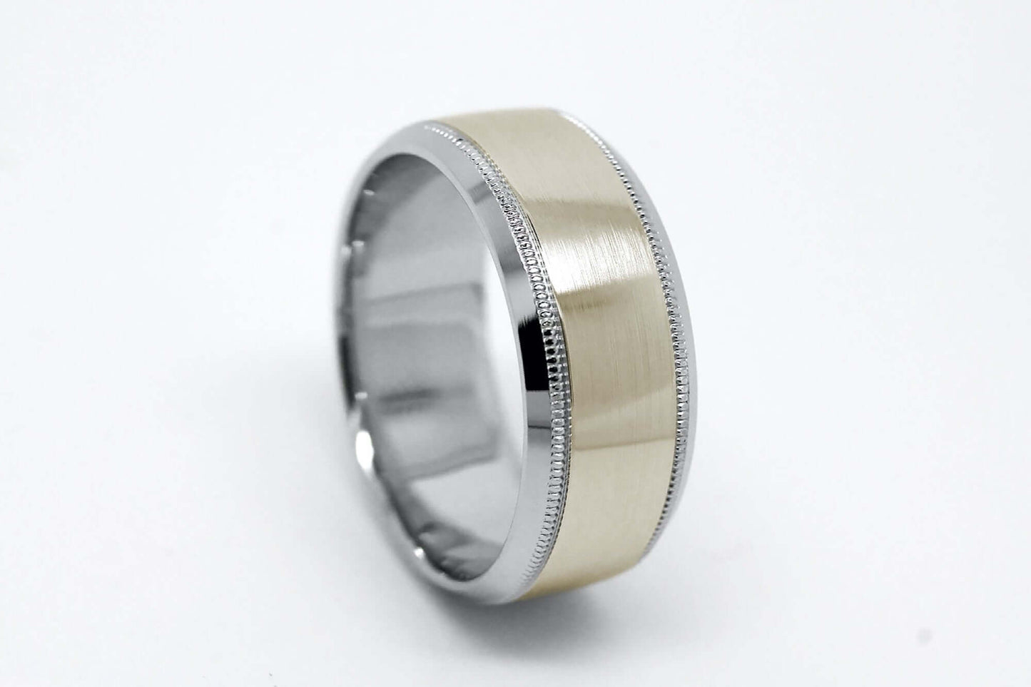 8mm Solid Gold Wedding Band for Men and Women Flat Beveled | T-0030