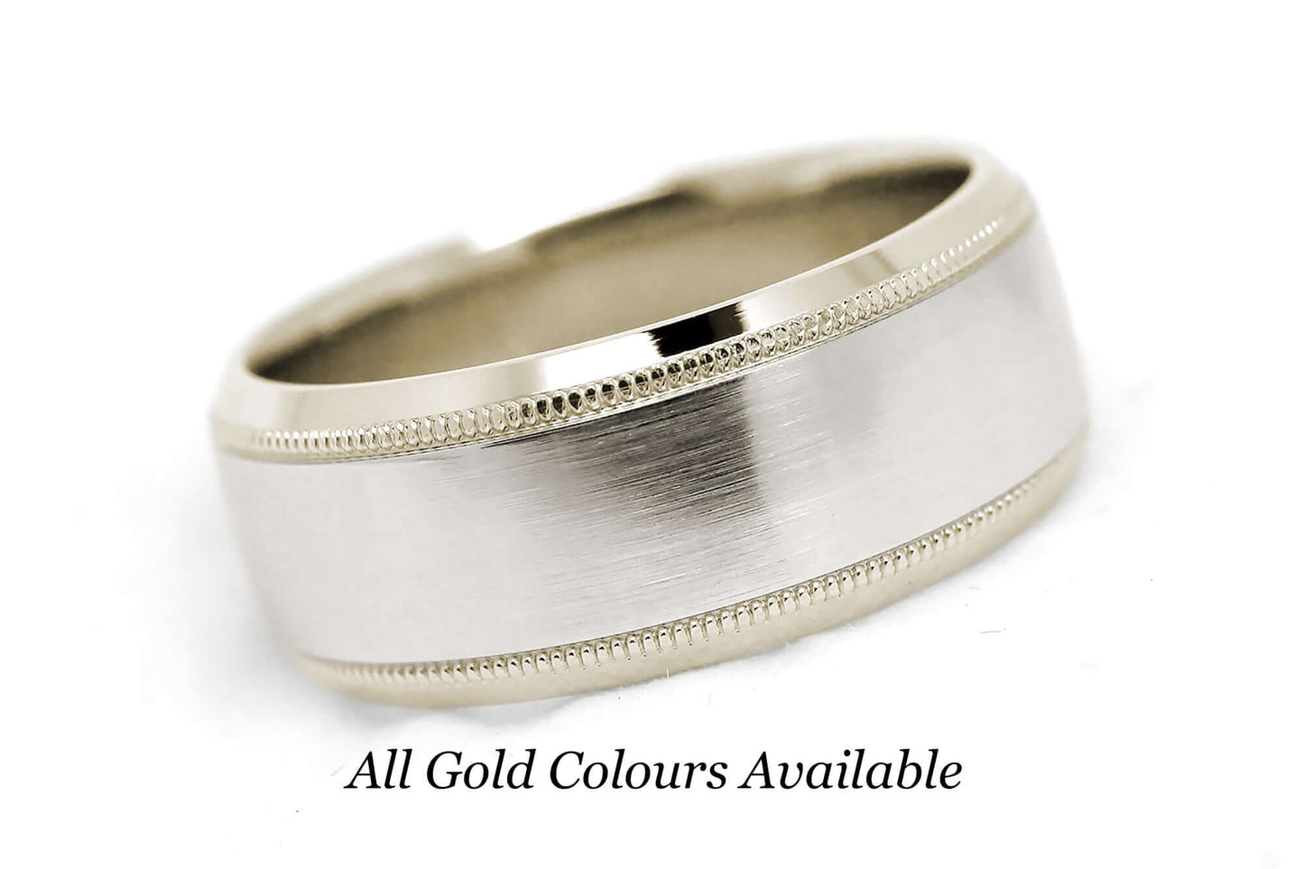 8mm Flat beveled solid gold mens wedding band women. 10k 14k 18k gold wedding ring