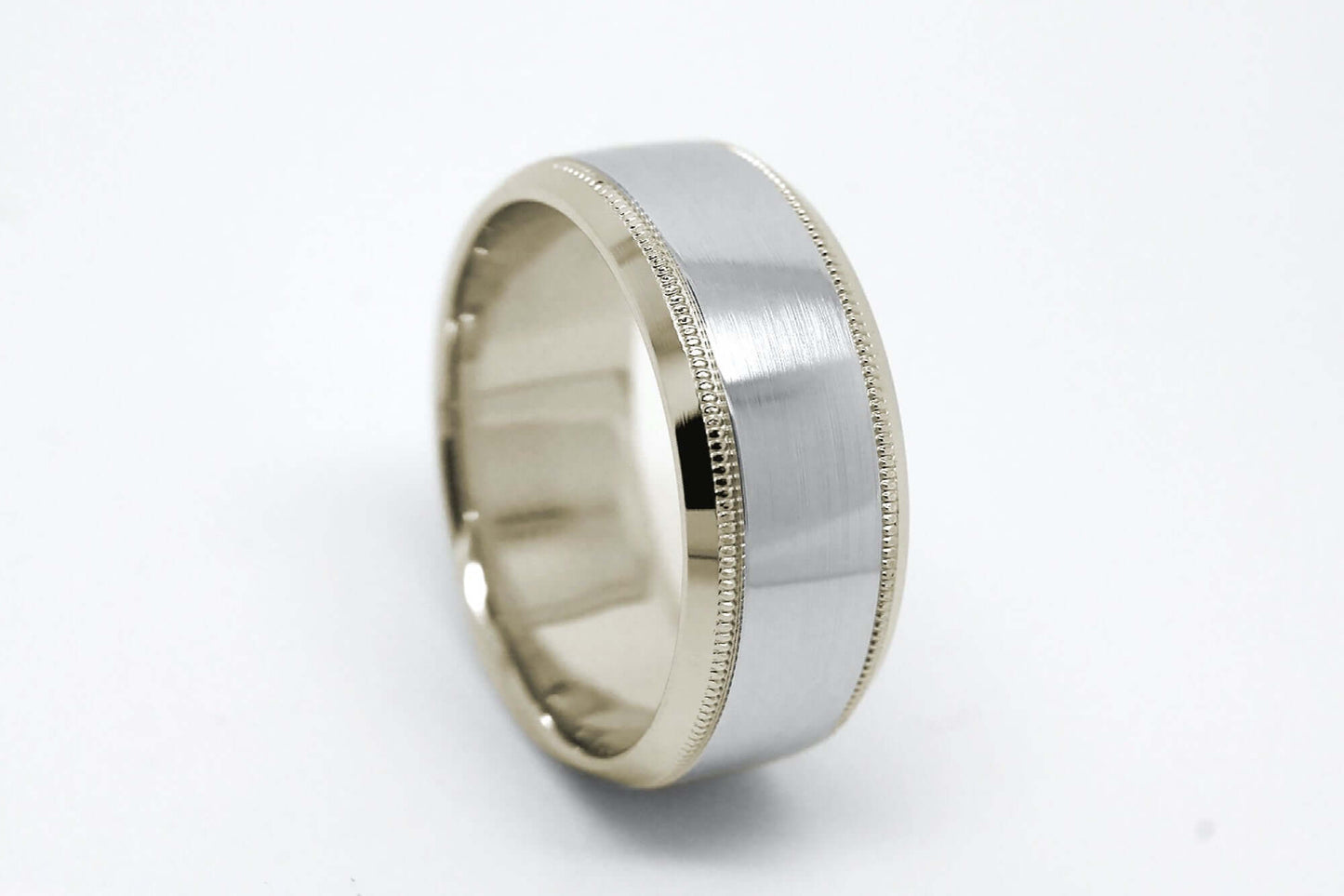 8mm Solid Gold Wedding Band for Men and Women Flat Beveled | T-0030