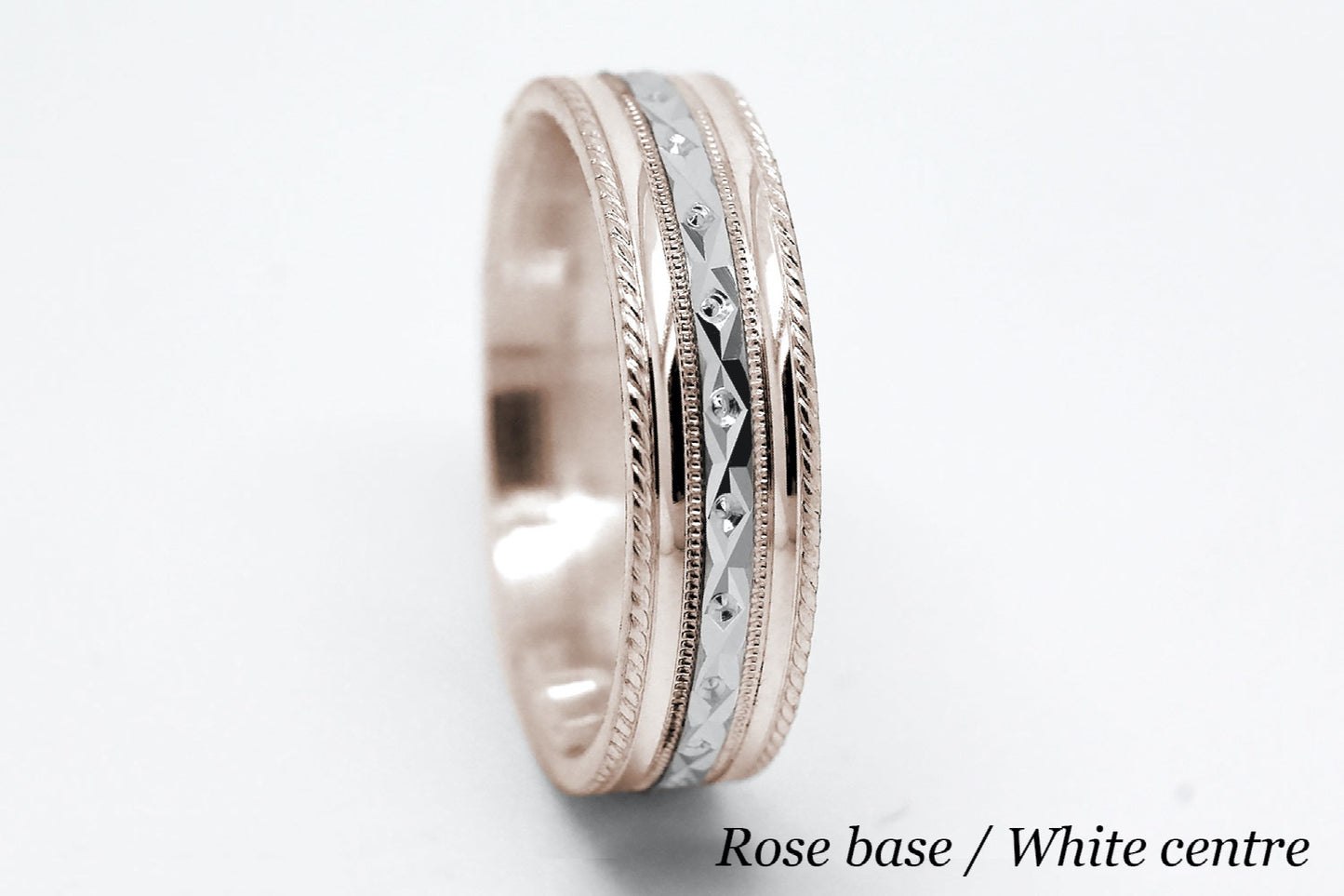 6mm Gold Wedding Band for Men and Women Faceted Double Milgrain | T-0031