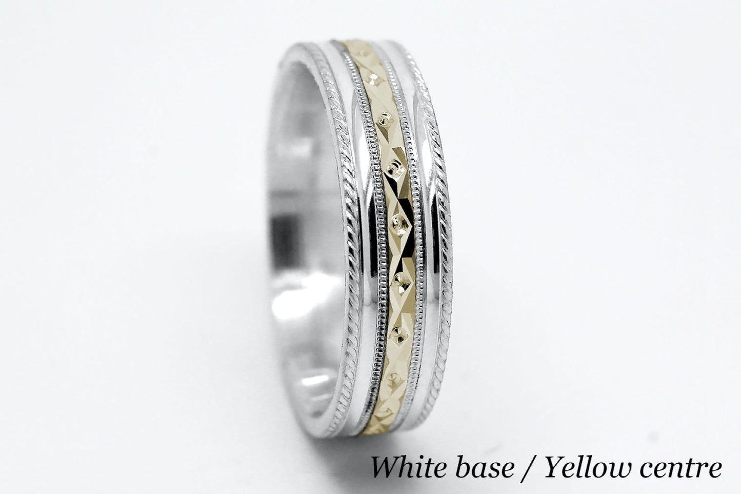 6mm Gold Wedding Band for Men and Women Faceted Double Milgrain | T-0031