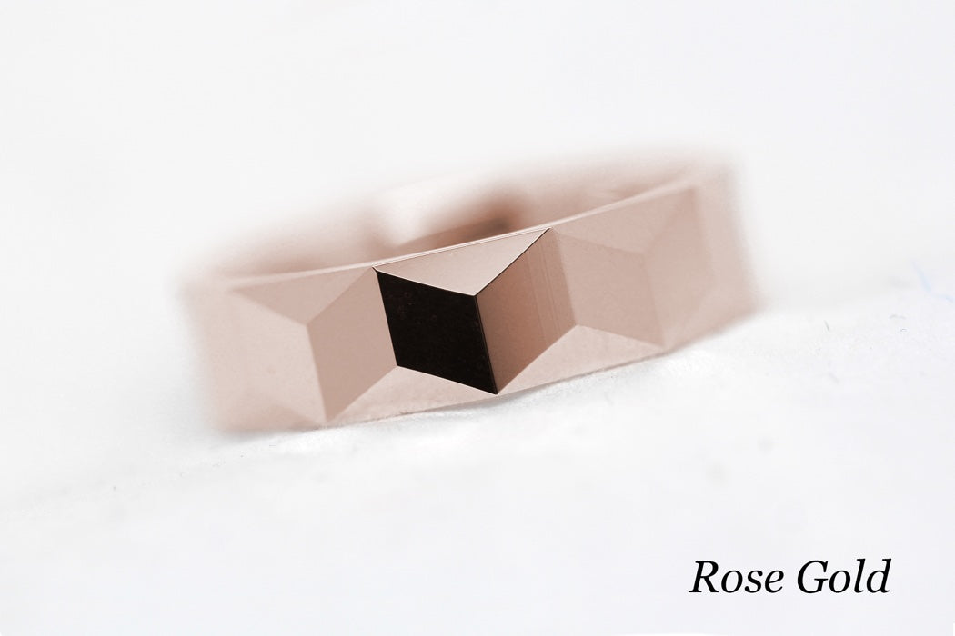 6mm Gold Wedding Band for Men and Women Optical Illusion Geometric | 1234