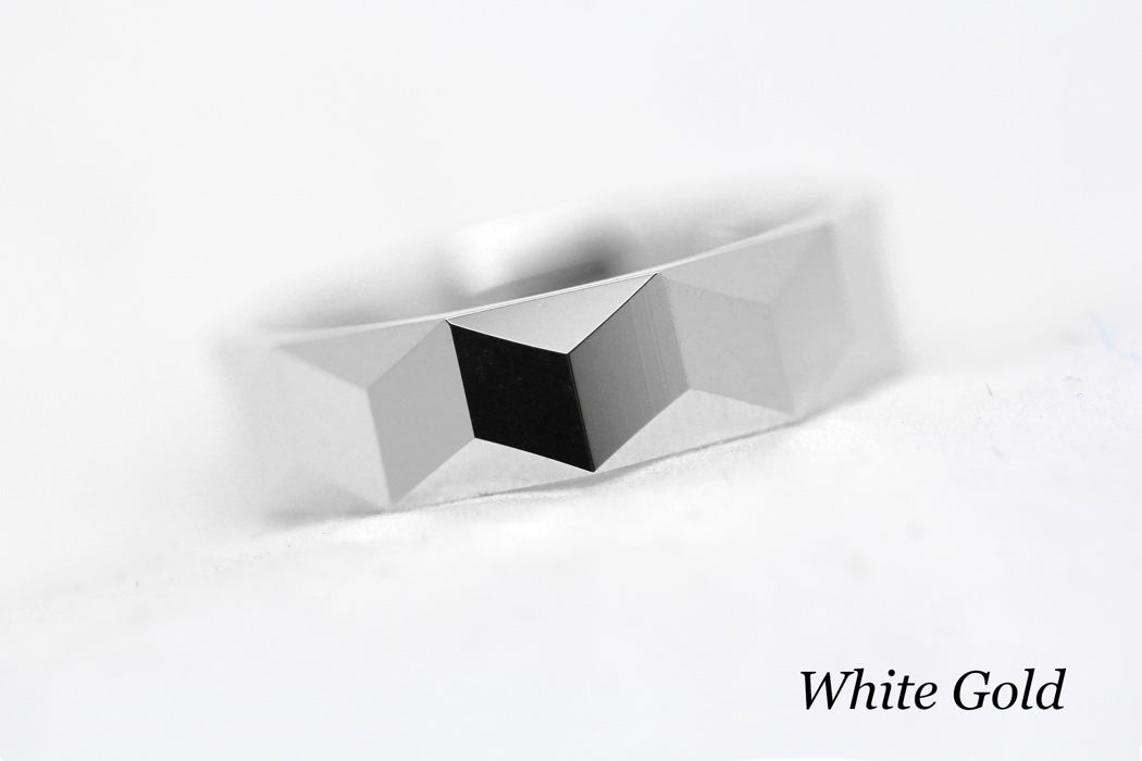 6mm Gold Wedding Band for Men and Women Optical Illusion Geometric | 1234