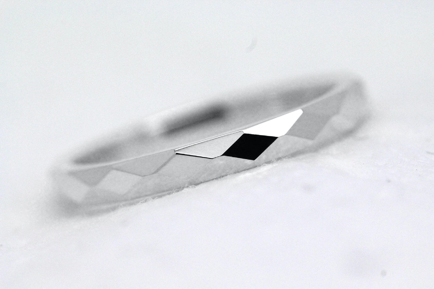 3mm 925 Sterling Silver Wedding Band for Women Faceted Diamond Shape | T-0020