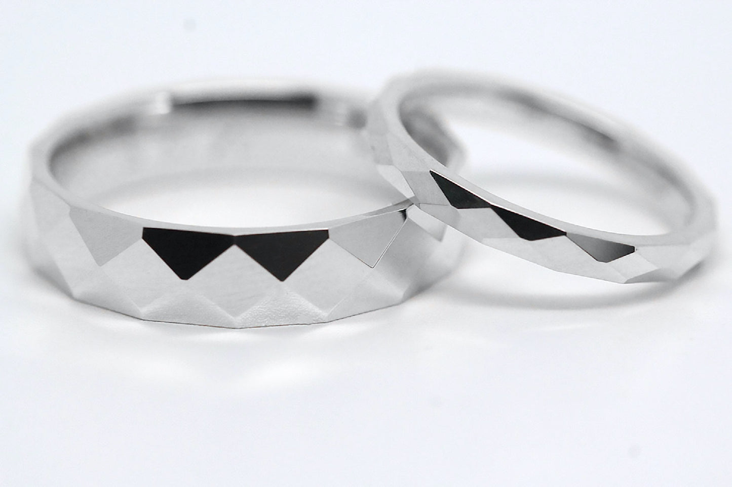 3mm 925 Sterling Silver Wedding Band for Women Faceted Diamond Shape | T-0020