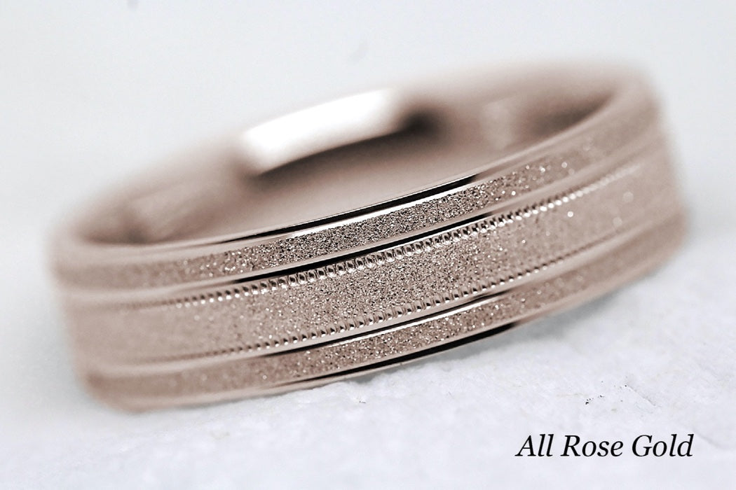6mm Gold Sparkly Flat Wedding Band for Men and Women Star Dust | 2014