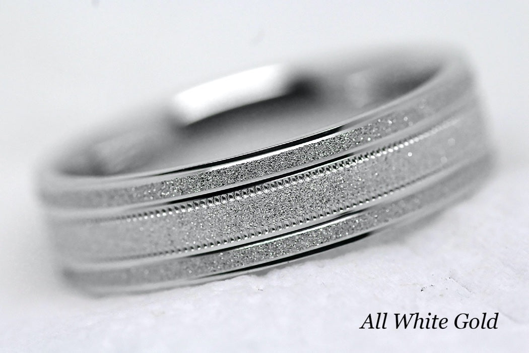 6mm Gold Sparkly Flat Wedding Band for Men and Women Star Dust | 2014