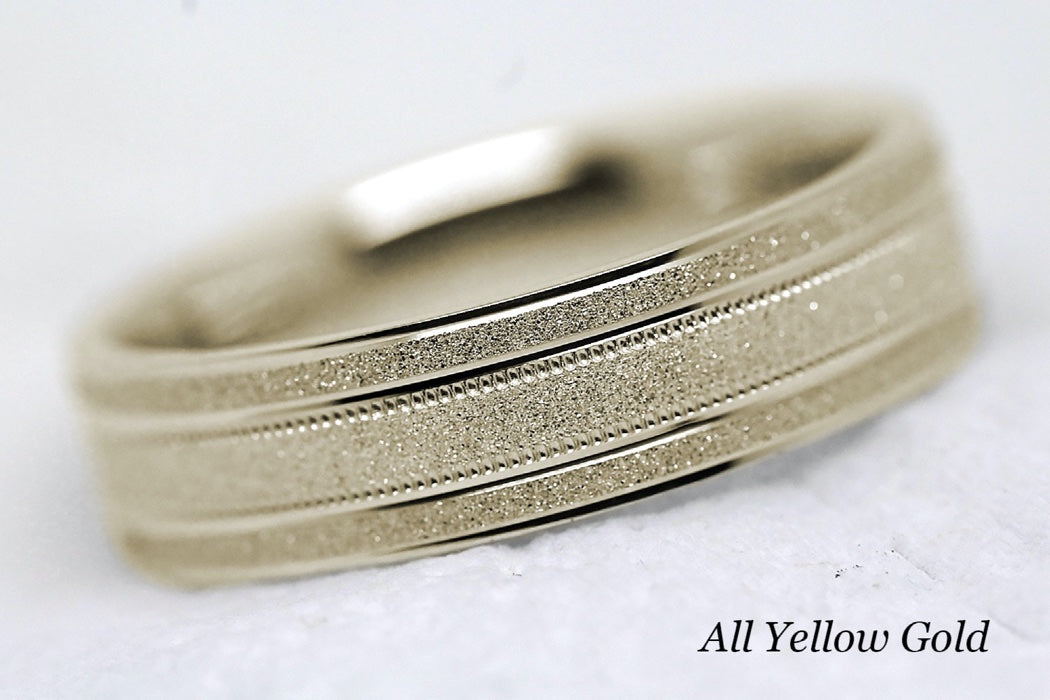 6mm Gold Sparkly Flat Wedding Band for Men and Women Star Dust | 2014