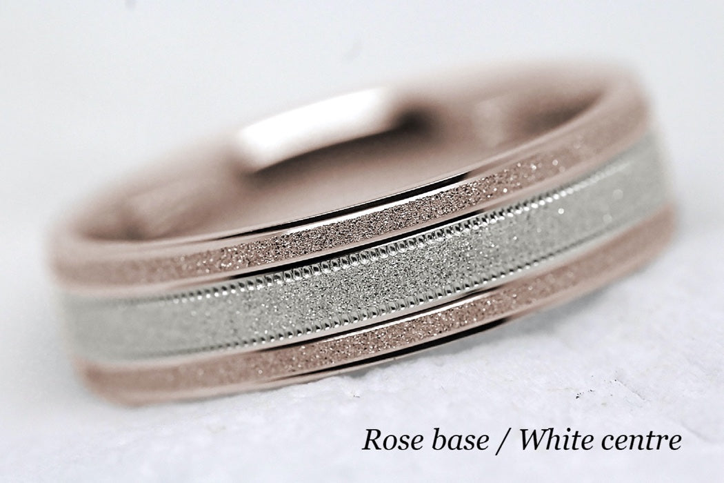 6mm Gold Sparkly Flat Wedding Band for Men and Women Star Dust | 2014
