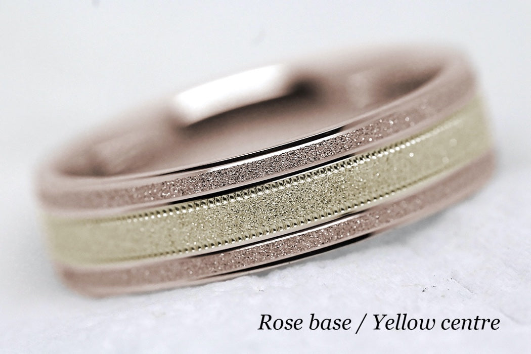 6mm Gold Sparkly Flat Wedding Band for Men and Women Star Dust | 2014