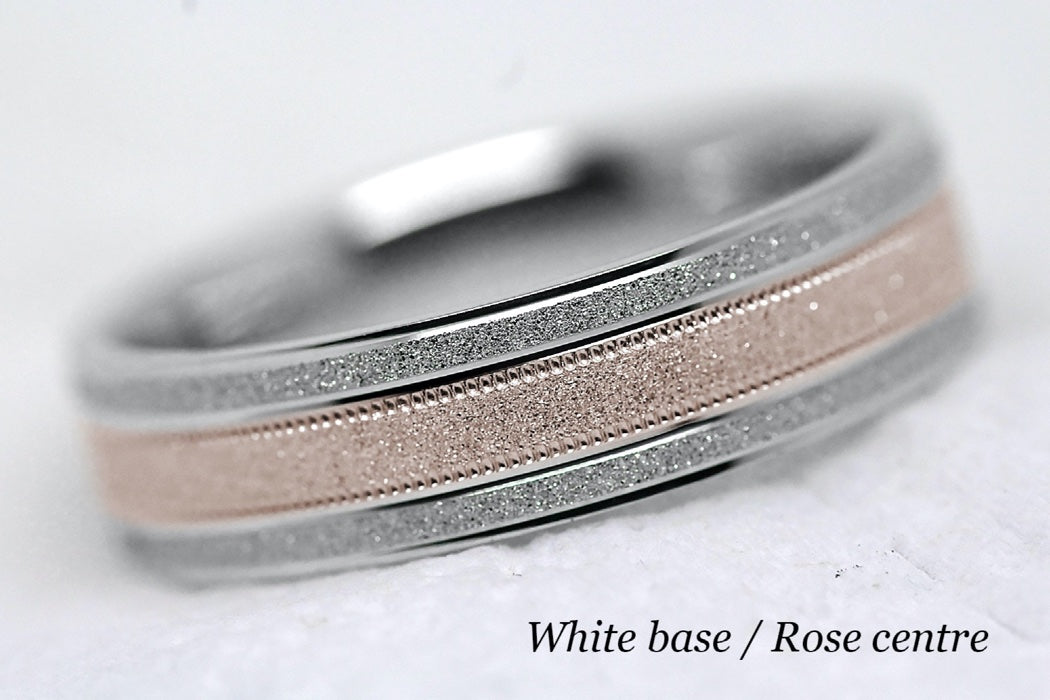 6mm Gold Sparkly Flat Wedding Band for Men and Women Star Dust | 2014