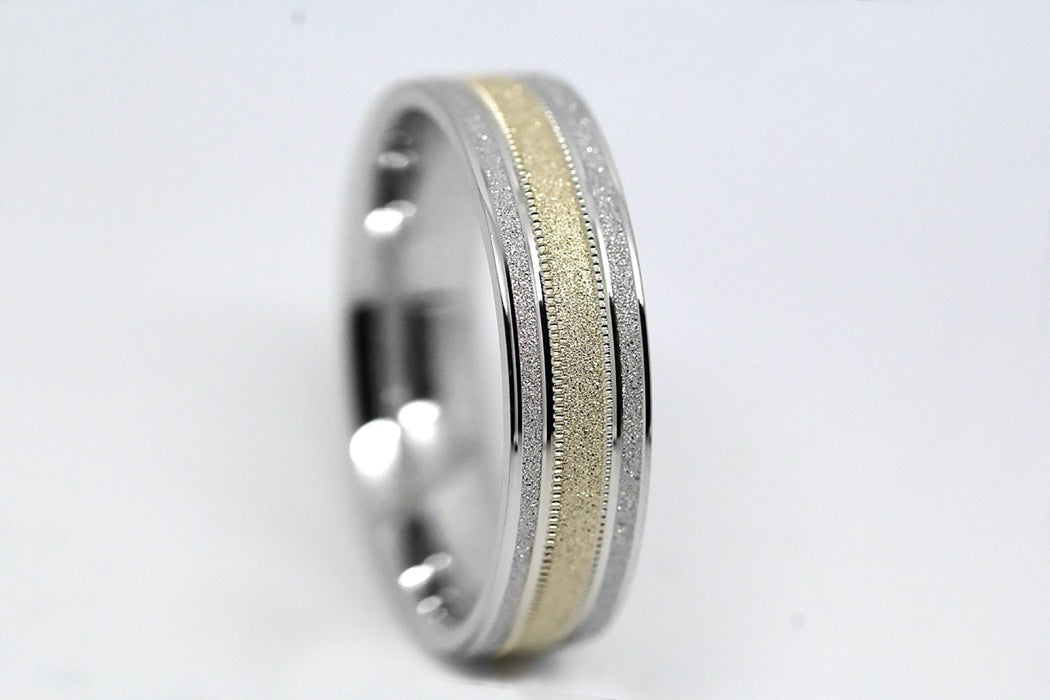 6mm Gold Sparkly Flat Wedding Band for Men and Women Star Dust | 2014