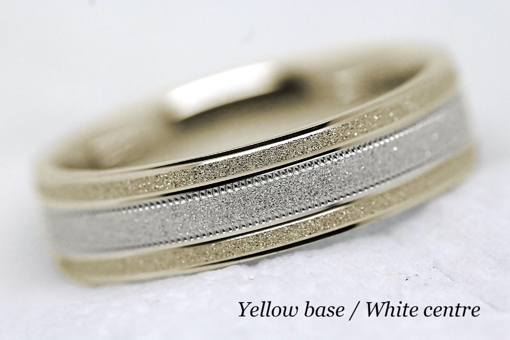 6mm Gold Sparkly Flat Wedding Band for Men and Women Star Dust | 2014