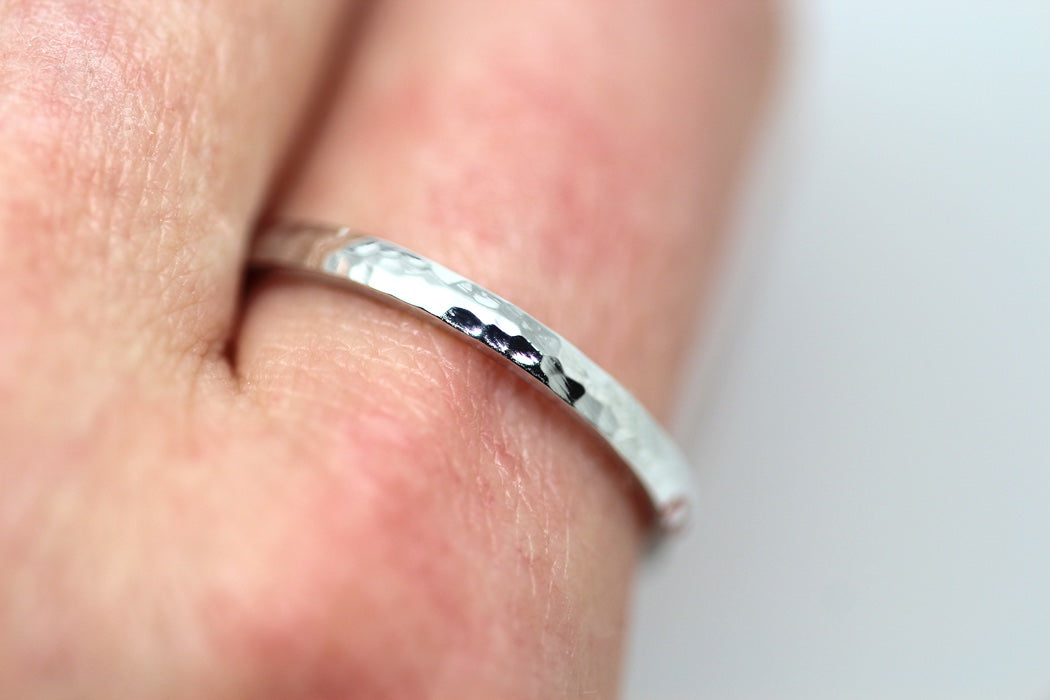 2mm Hammered Solid Gold Women's Wedding Ring 10K 14K 18K | 10K 14K 18K Solid Gold Wedding Band with polished Hammered finish, which gives this ring a classic and elegant look with extra spark.