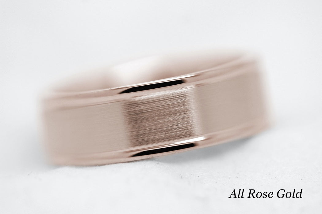 6mm Gold Classic Brushed Flat Wedding Band for Men | AT-6010