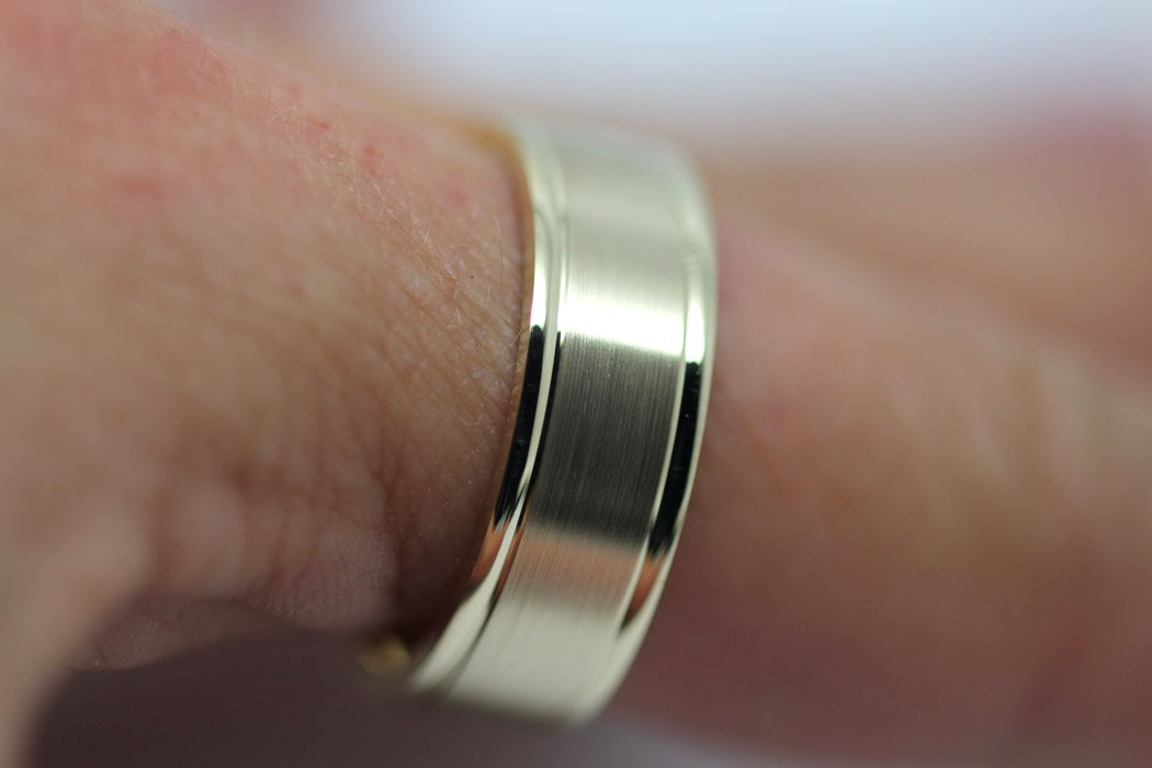 6mm Gold Classic Brushed Flat Wedding Band for Men | AT-6010