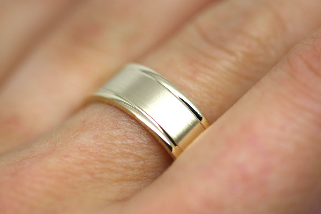 6mm Gold Classic Brushed Flat Wedding Band for Men | AT-6010