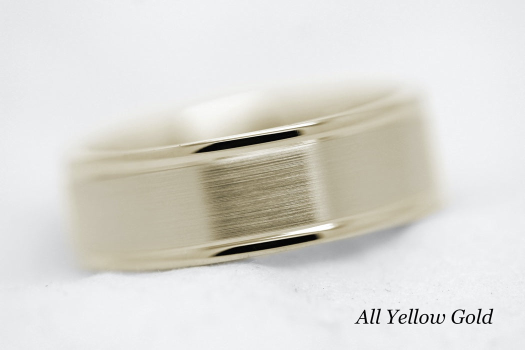 6mm Gold Classic Brushed Flat Wedding Band for Men | AT-6010
